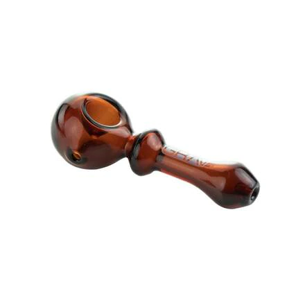 Large Glass Grav 4.5 Bauble Spoon Pipe Amber with stripe