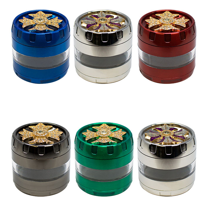 Rotatable Glittery Assorted Color Grinders Display of 6